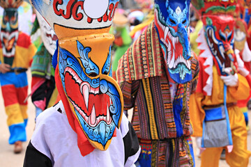 Ghost Festival (Phi Ta Khon) held in Dan Sai, Loei province, Isan, Thailand 