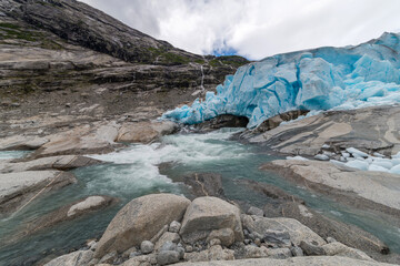 Nigardsbreen. Ein Gletscher-Arm des großen Gletschers Jostedalsbreen. Jostedal, Norwegen