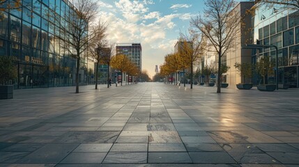 empty, modern square in modern city