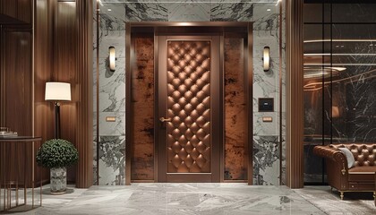 Visualize a soundproof office door with a quilted leather exterior for added luxury
