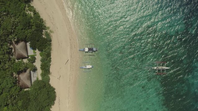 Aerial view of Corong Corong Beach, El Nido, Palawan, Philippines.