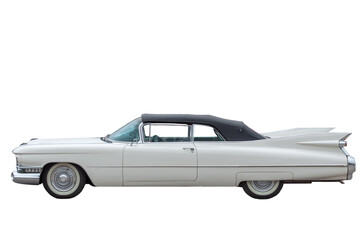 White retro car isolated on a white background.