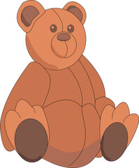 Ours en peluche assis vu de face sur fond blanc	