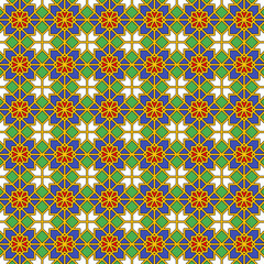 Colorful traditional Islamic geometric pattern with interlocking polygon shapes for Islamic decoration, textile, fabric, wallpaper, wrapping paper, background, etc.