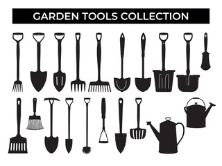 Collection of Garden Tools Silhouettes
