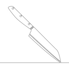Continuous one single line drawing Kitchen knife icon vector illustration concept