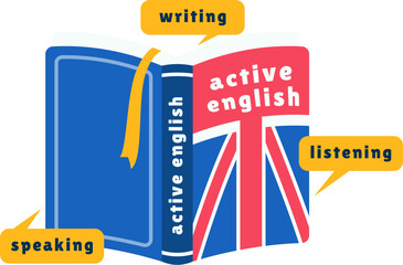 Active English Subject Book Opened, Speaking, Writing, Listening