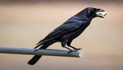 A Crow With Its Claws Gripping A Perch