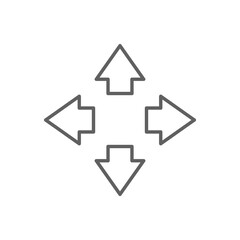 Four arrows icon. Simple outline style. Arrow, direction, square, road, traffic, option, pathway, way concept. Thin line symbol. Vector illustration isolated. Editable stroke.