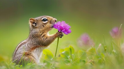 Fototapeta premium Animal with a flower