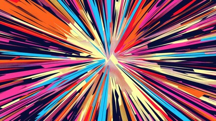 Pop art comic fast speed lines ,Radial colored lightning directed to the center of the screen ,Dynamic background wirh super hero explosive speed lines