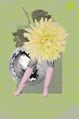 Sketch composite photo collage of bodyless incognito person flower instead style fashion footwear...