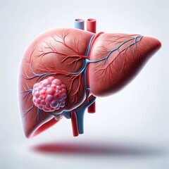 3D Illustration of a Liver with a HCC Tumor, Perfect for Medical and Educational Themes