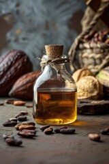 cocoa essential oil. Selective focus