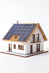 Fototapeta premium House covered in solar panels, house with solar panels on the roof.