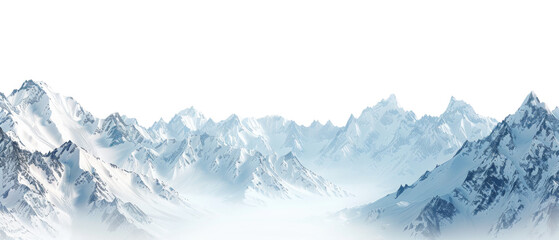 Snow-Covered Mountain Range in Winter on transparent