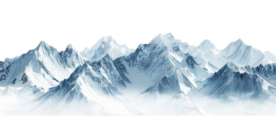 Snow-Covered Mountain Range in Winter on transparent