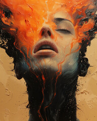 illustration of health and mental health issues, suffering of fever, pain, agony, depression, stress, misery, being desperate
