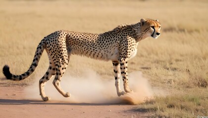 A Cheetah With Its Tail Whipping Back And Forth I