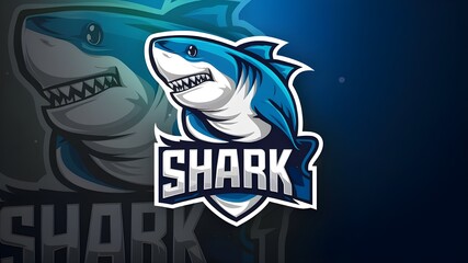 vector design shark Mascot gaming and esport logo