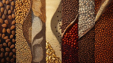 Geometric Abstract Still Life With Wheat And Walnuts
