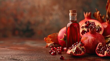 pomegranate essential oil. Selective focus