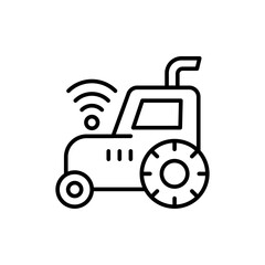 Smart tractor outline icons, minimalist vector illustration ,simple transparent graphic element .Isolated on white background