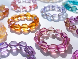 various crystal bracelets background