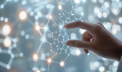 scientist uses forefinger to touch a floating holographic review generative ai  art