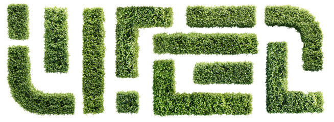Set of hedge elements isolated on transparent background. Top view.  3D render.