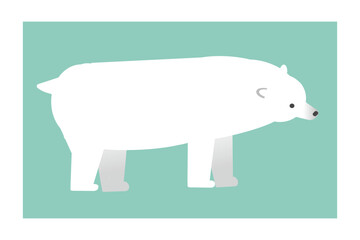 かわいい右向きのシロクマのイラスト