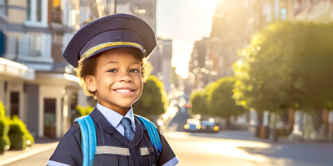 Kind als Polizist in der Stadt