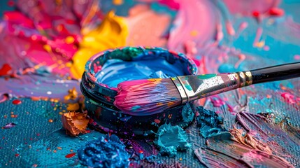 Fototapeta premium Colorful watercolor paint on white background with copy space, closeup. 