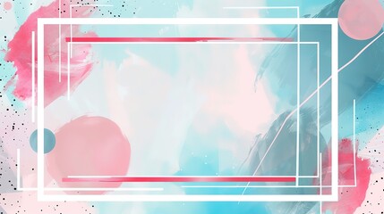 pastel geometric and free shape cute cartoonish page print border design, with blank empty space for mock up message background