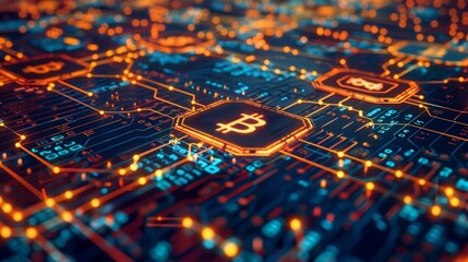 An intricate web of codes and symbols with each strand representing a different digital currency attempting to gain an advantage in the crypto wars.