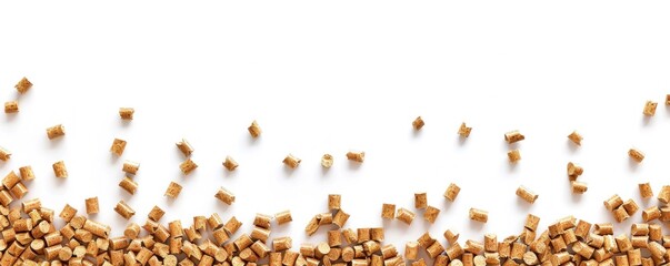 Naklejka premium Young Seedling Sprouting from a Pile of Wood Pellets: Symbolizing Renewable Energy and Sustainable Growth in Nature