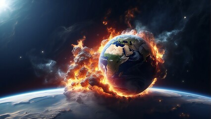 earth burning Global warming concept