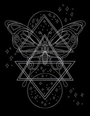 butterfly insects triangle magic tarot harmony geometry symbol abstraction hand drawn background logo coloring