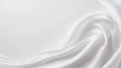Obraz premium White or light grey smooth fabric surface background. Elegant white silk with folds like waves. Light grey texture background.