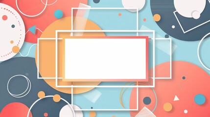 Obraz premium pastel geometric and free shape cute cartoonish page print border design, with blank empty space for mock up message background