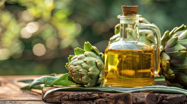 artichoke essential oil. Selective focus