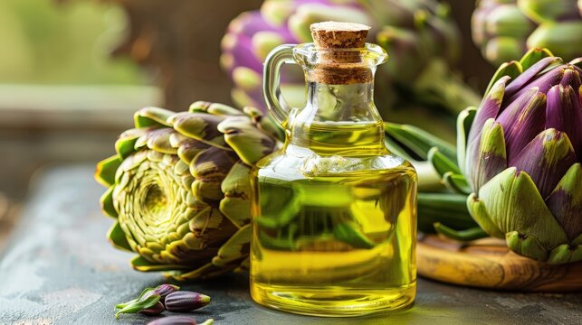 artichoke essential oil. Selective focus