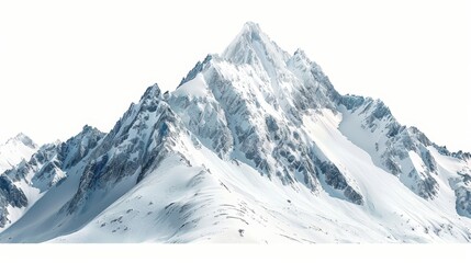 Fototapeta premium An isolated snowy mountain peak on a white background