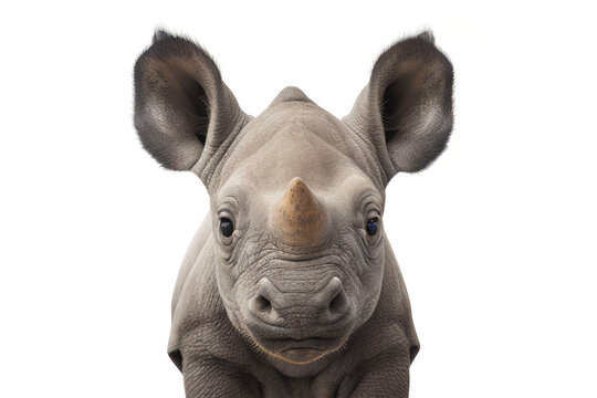 Baby rhino portrait. Generative AI illustration