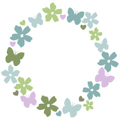 Round frame with flowers and butterfly svg, Summer border svg, Circle monogram wreath