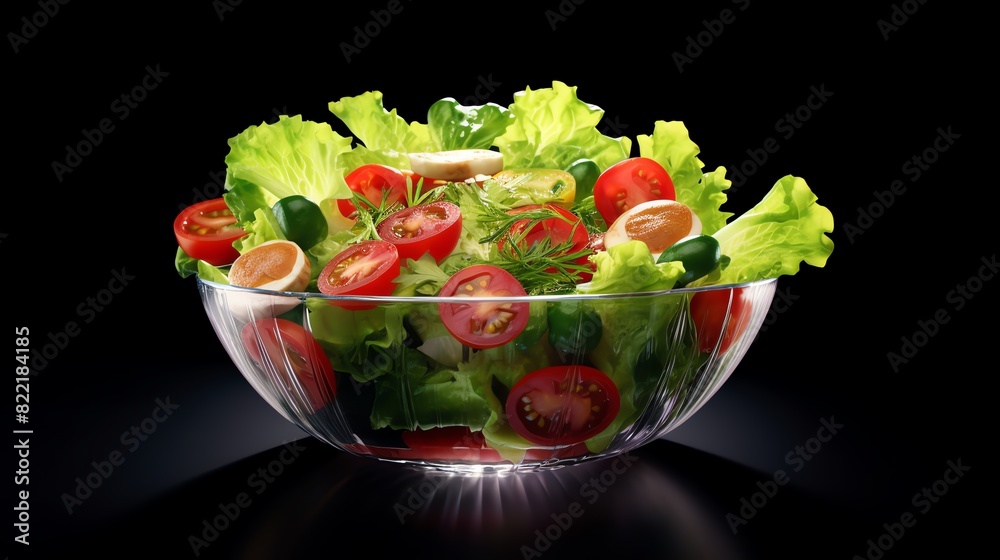 Wall mural a bowl of salad with tomatoes and lettuce - Wall murals