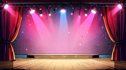 theatre stage in comic pop art style illustration design