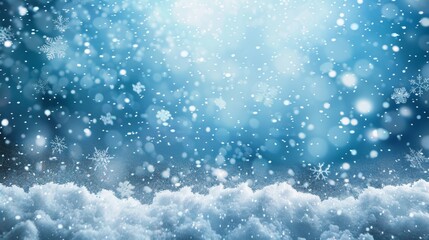 Abstract winter background with snowflakes, Christmas background with heavy snowfall, snowflakes across the sky
