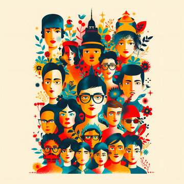 Portraits d'un groupe de personnes multiculturel