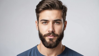 Obraz premium headshot of bearded handsome guy model on plain white background studio from Generative AI